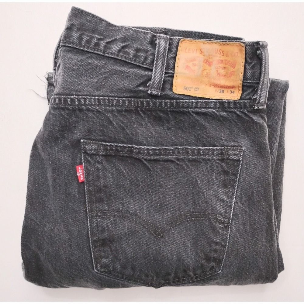 Levis Jeans 501 CT Tapered Button Fly Faded Black‎ Wash 38x34 (fit 36x31)